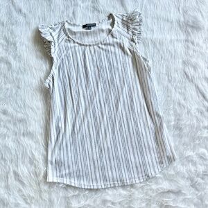 Adrianna Papell White Blouse with Ruffle Sleeve